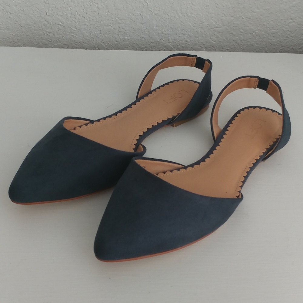 Loft Faux Suede Slingback Flats 9.5